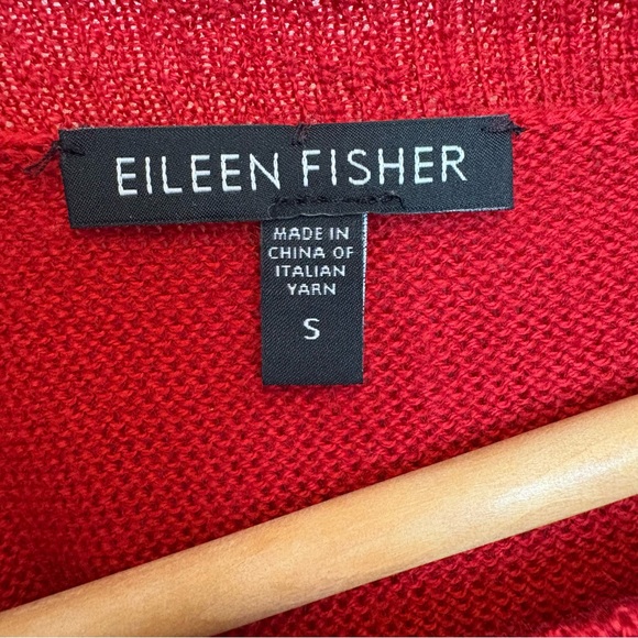 Eileen Fisher 100% Marino Wool Quiet Luxury Red Knit Sweater Top size small - Picture 3 of 10